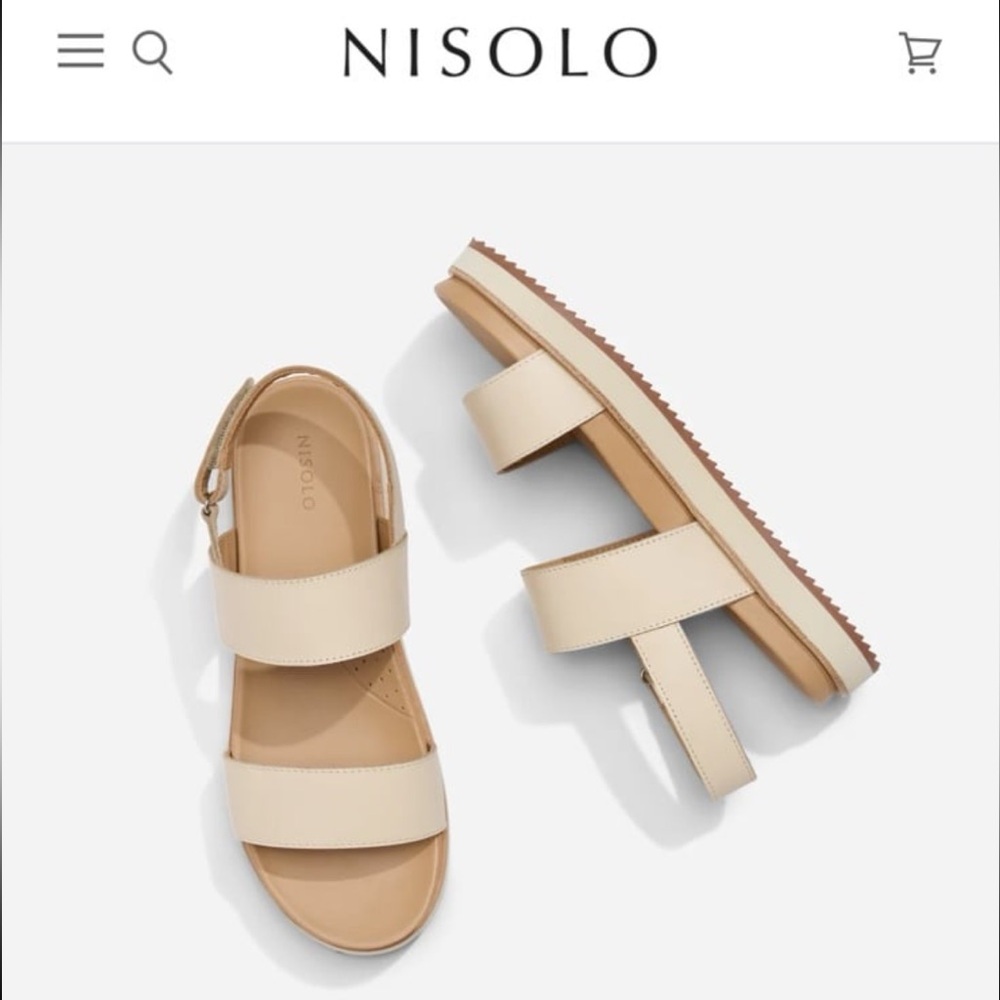 Nisolo Go-To Flatform Sandal 2.0 in Bone Size 8.5